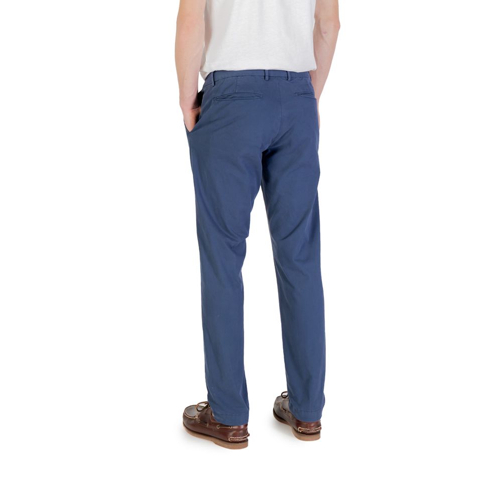 Back view of Borghese Blue Cotton Skinny Pants for men, showcasing slim fit design for both casual and formal wear.