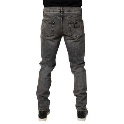 Dolce & Gabbana Gray Cotton Stretch Slim Fit Men Denim Jeans