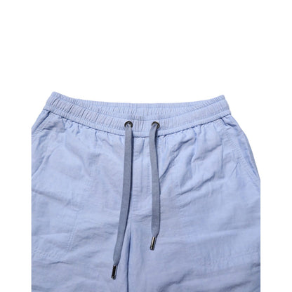 Dolce & Gabbana Light Blue Linen Mid Waist Men Bermuda Shorts with drawstring detail