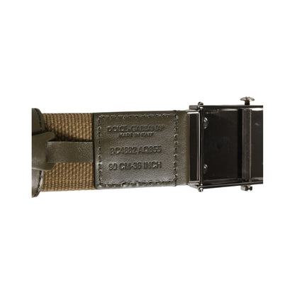 Dolce & Gabbana Military Green Nylon Logo Metal Buckle Belt Dolce & Gabbana