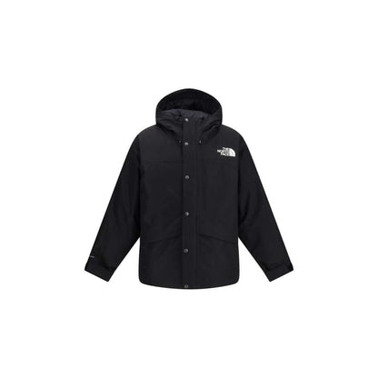 The North Face Black Polyester Coat with adjustable hood and front zip, designed for protection and comfort in harsh conditions.
