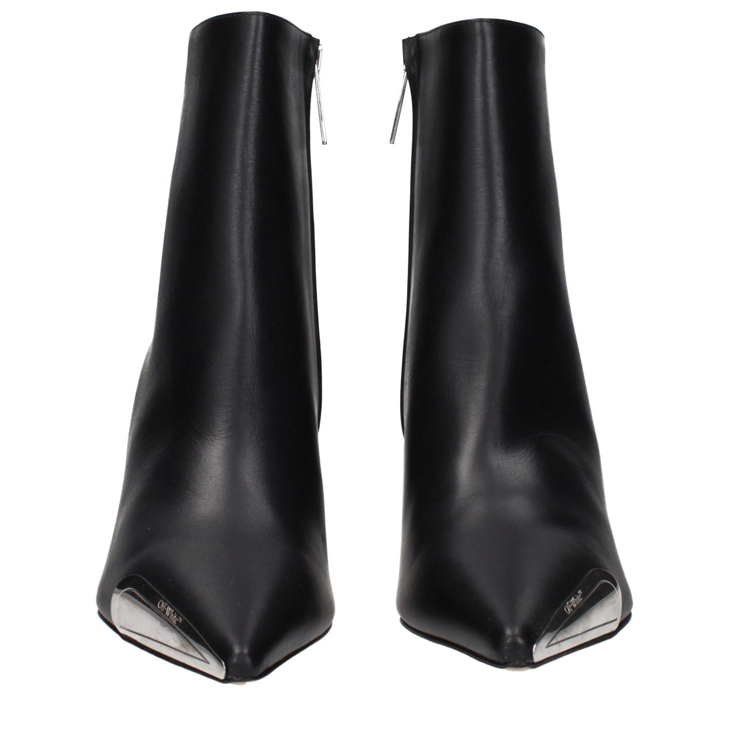 Off-White Black Leather Ankle Boots