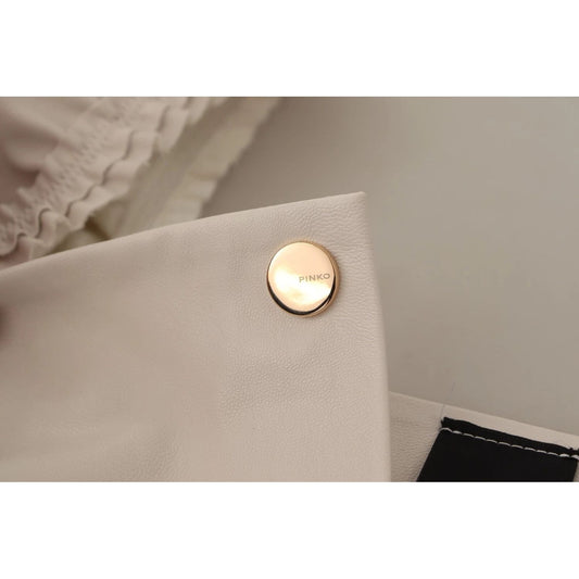 PINKO White Square Neck Button Down Crop Blouse