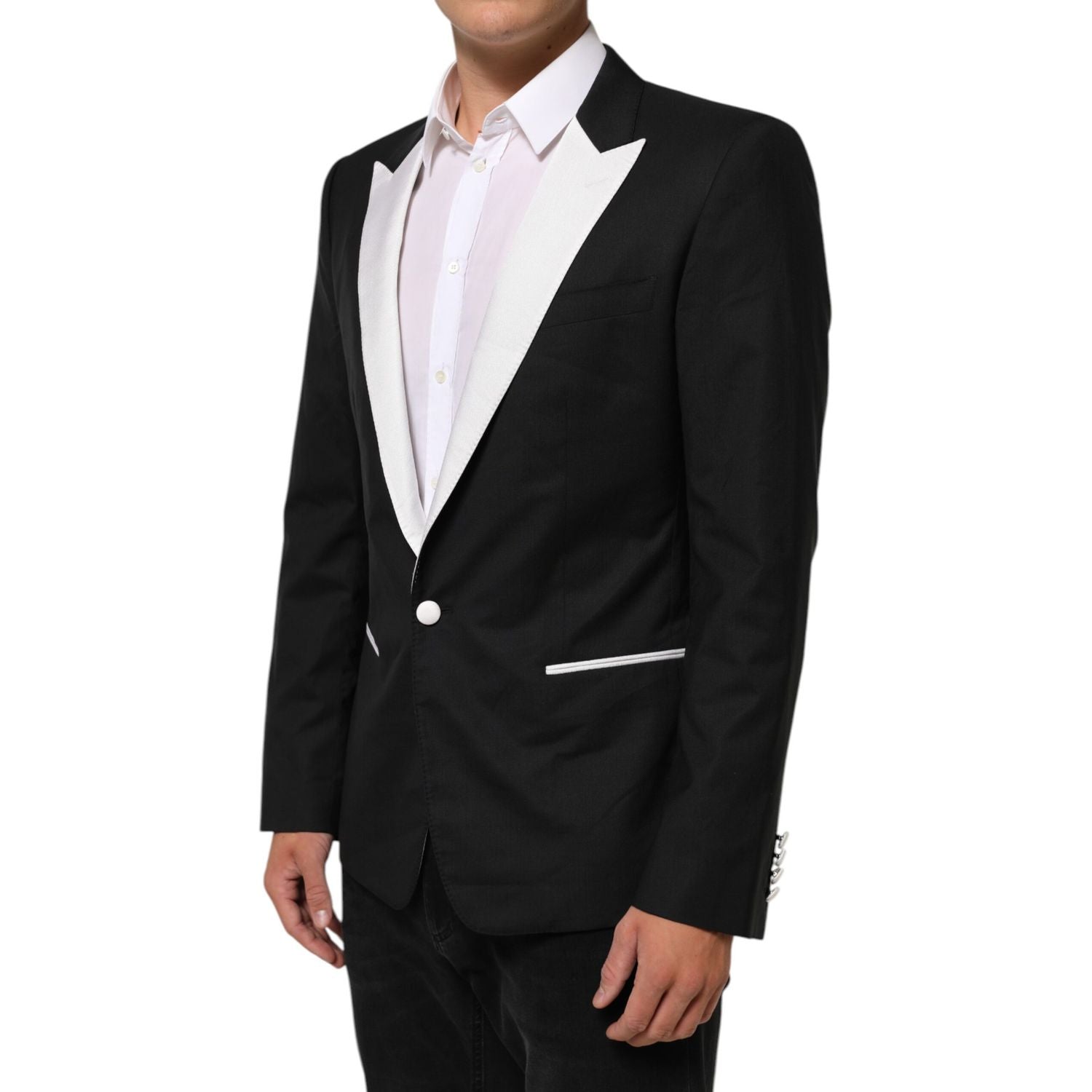 Dolce & Gabbana Black White MARTINI 1 Button Men Suit Blazer