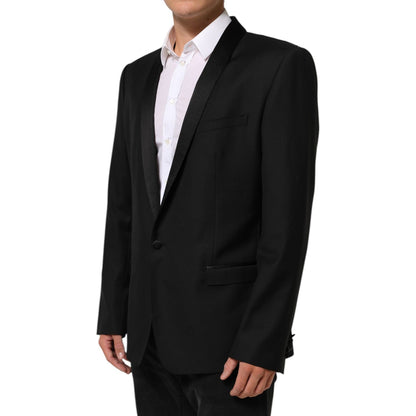 Dolce & Gabbana Black Wool GOLD 1 Button Men Suit Blazer