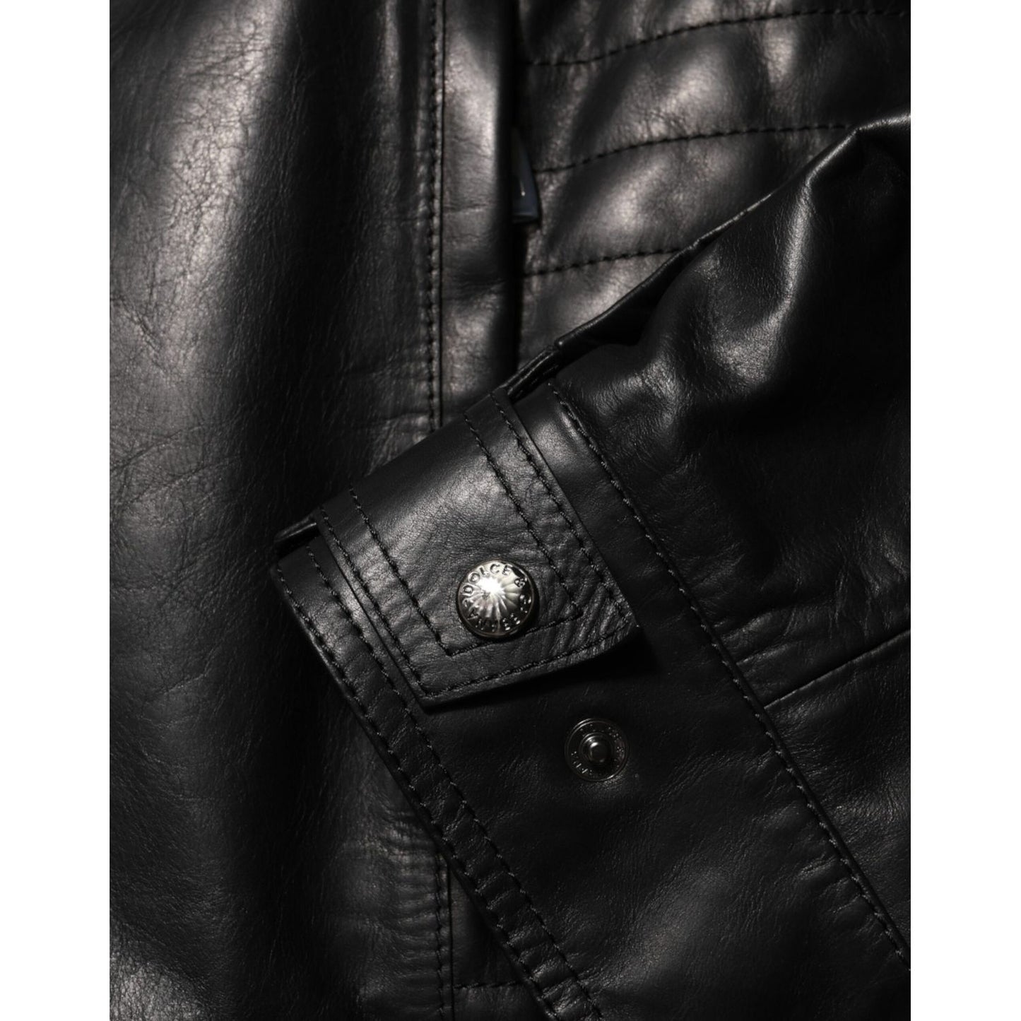 Dolce & Gabbana Black Leather Full Zip Biker Blouson Jacket