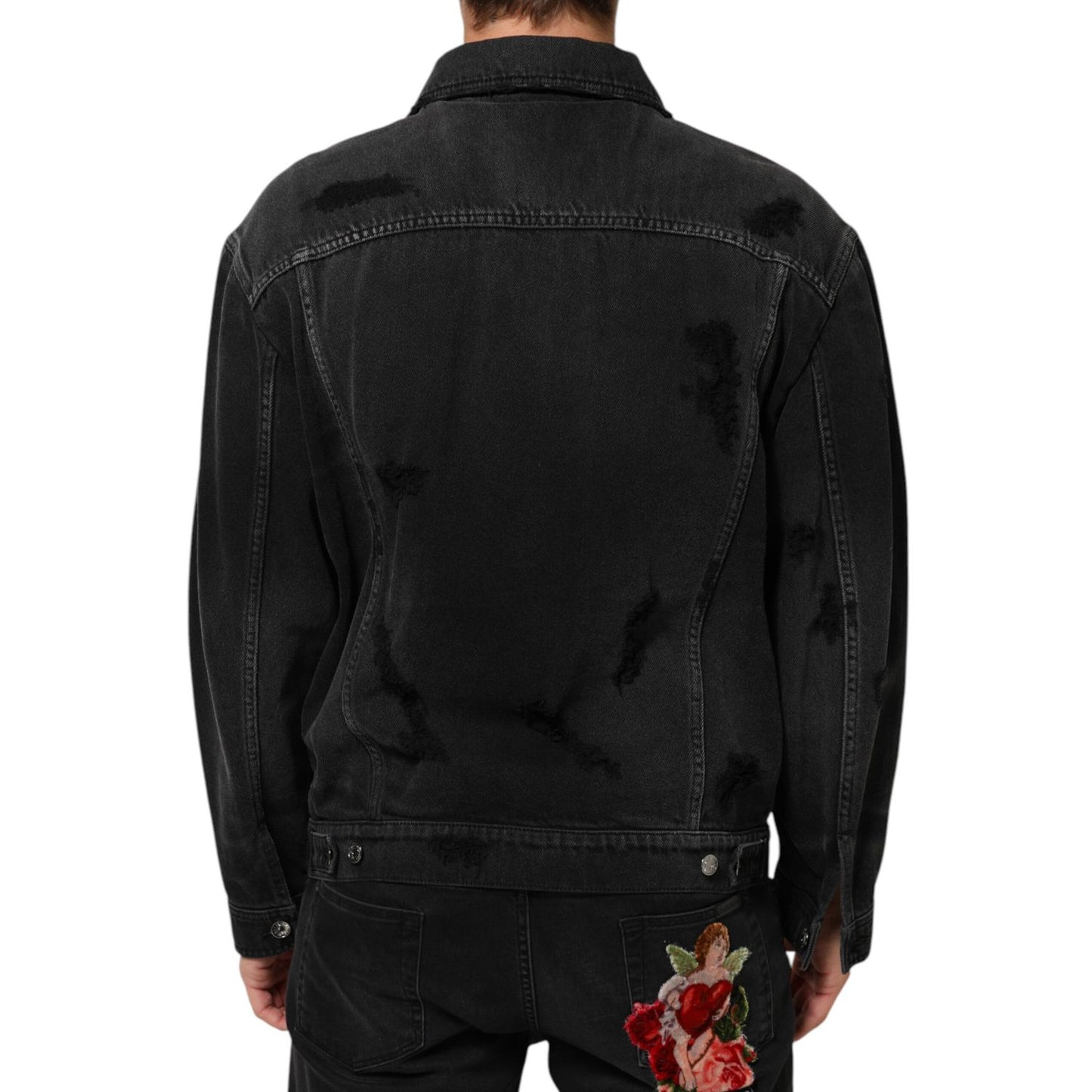 Dolce & Gabbana Black Cotton Stretch Denim Blouson Jacket
