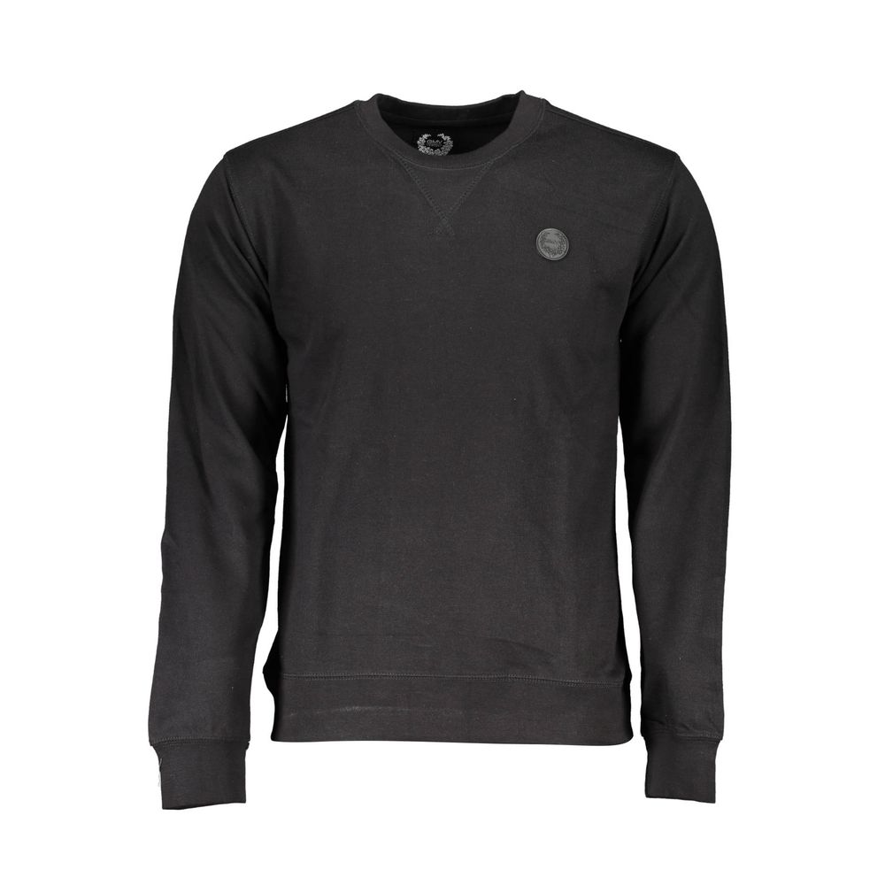 Gianmarco Venturi Black Cotton Sweatshirt with crew neck and long sleeves