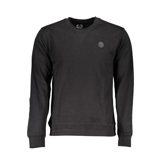 Gianmarco Venturi Black Cotton Sweatshirt, long sleeve, crew neck, brushed with logo application