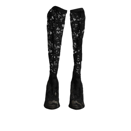 Dolce & Gabbana Black Pumps Taormina Lace Socks Boots Shoes