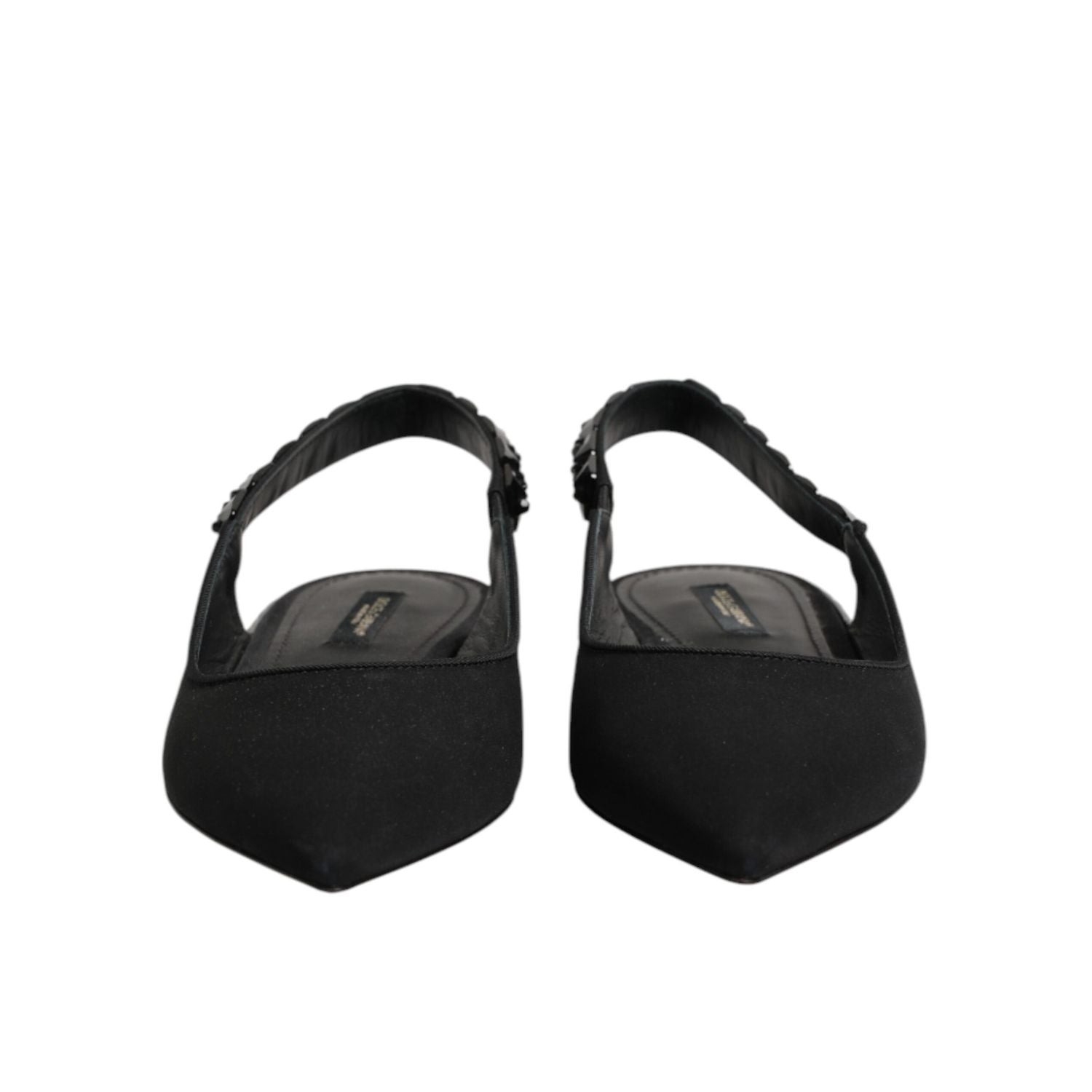 Dolce & Gabbana Black Crystal Charmeuse Slingback Shoes