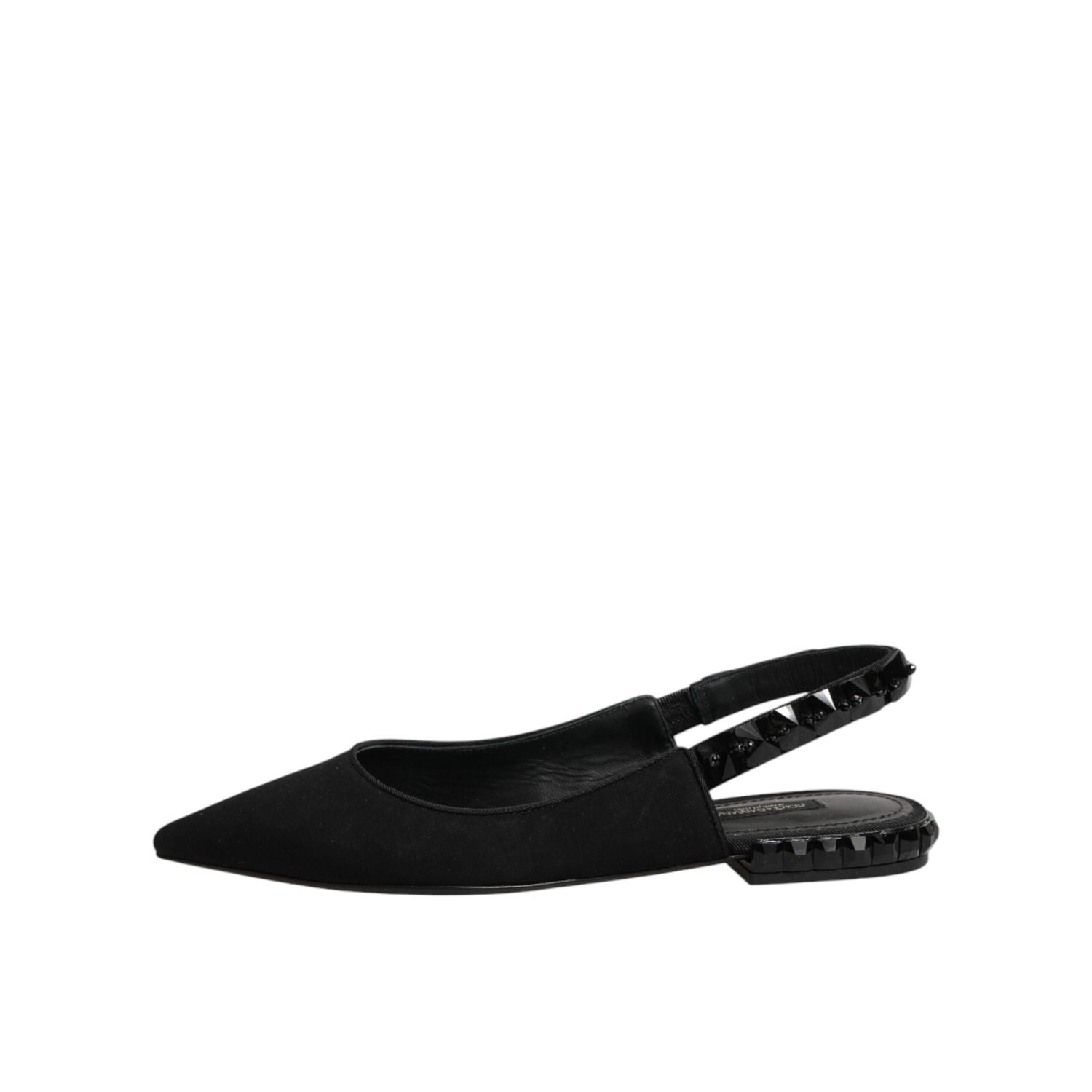 Dolce & Gabbana Black Crystal Charmeuse Slingback Shoes