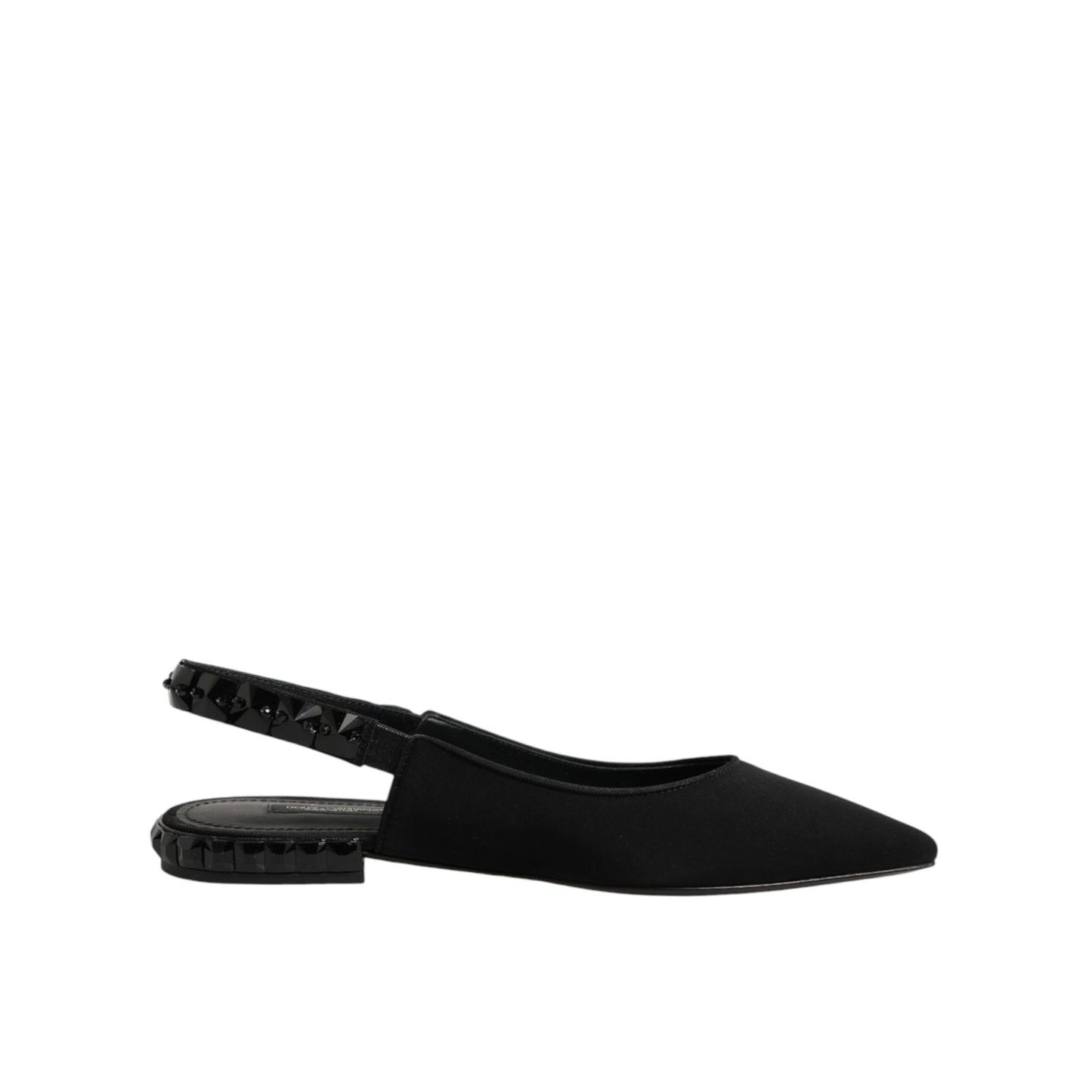 Dolce & Gabbana Black Crystal Charmeuse Slingback Shoes