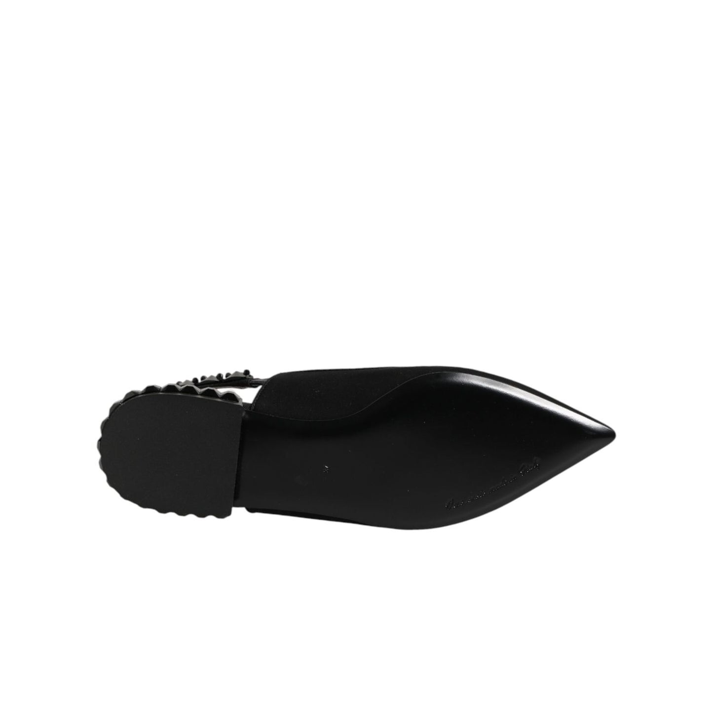Dolce & Gabbana Black Crystal Charmeuse Slingback Shoes