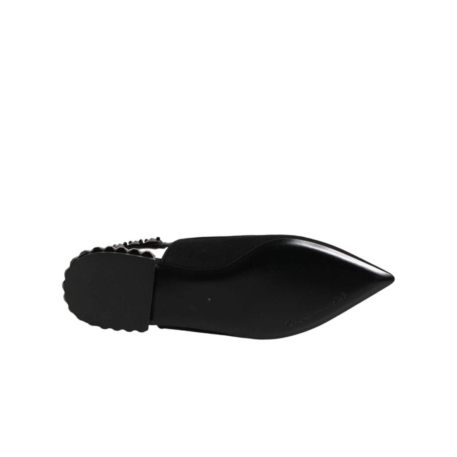 Dolce & Gabbana Black Crystal Charmeuse Slingback Shoes