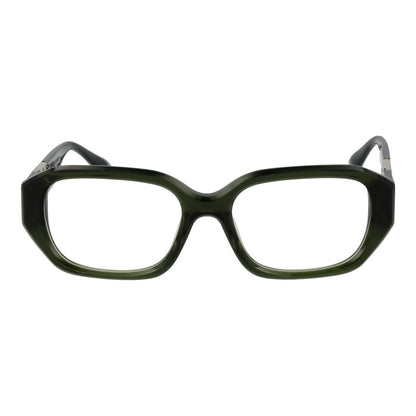 Trussardi Green Acetate Glasses (Frames) full-rim rectangle style for women with demo lenses and spring hinge, size 52-17-145.