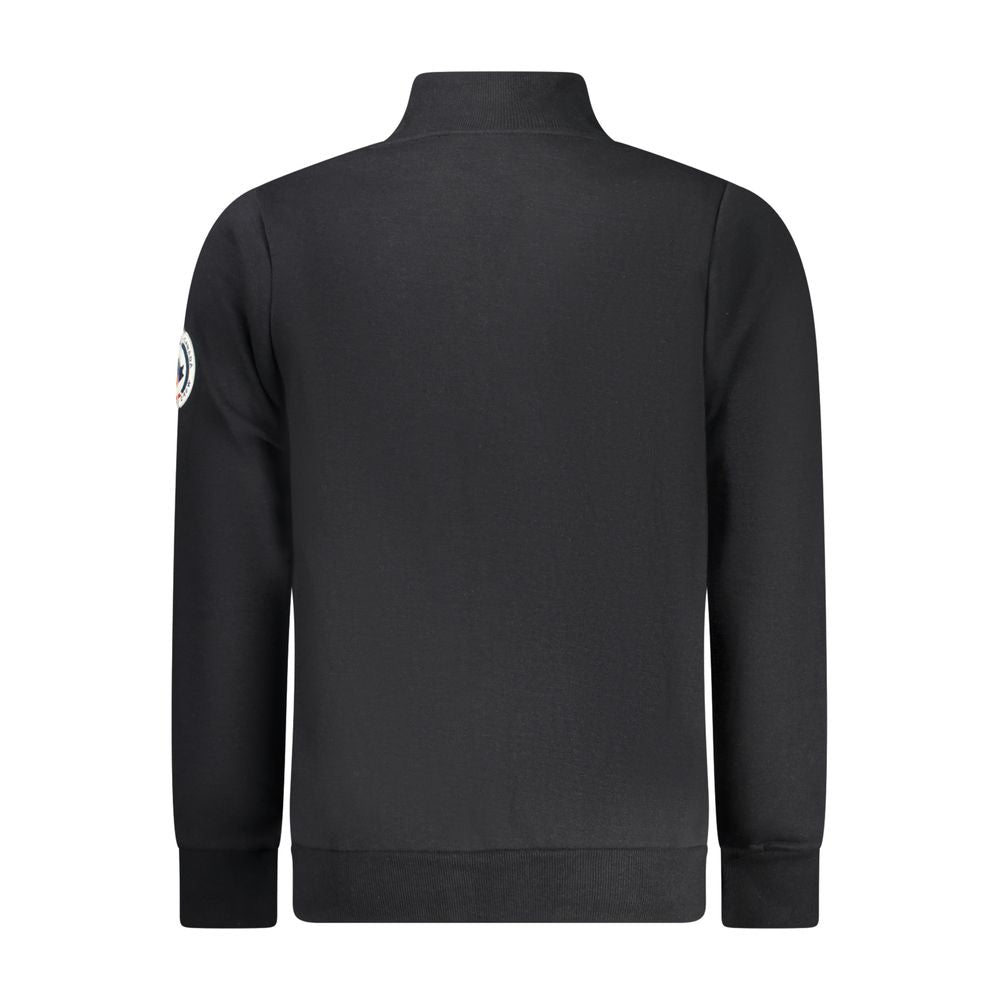 Back view of Norway 1963 Black Cotton Sweatshirt with long sleeves, 2 zip pockets, logo applique, and zipper detail.