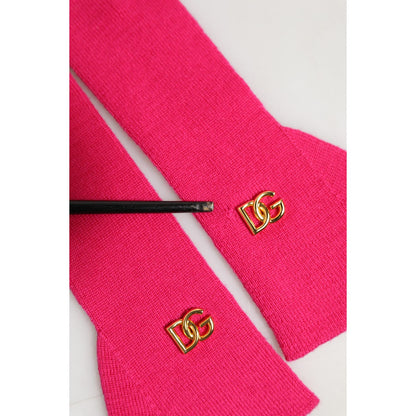 Dolce & Gabbana Pink Wool Fingerless Elbow Length Mitten Gloves