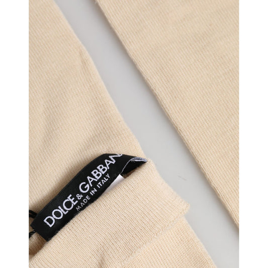 Dolce & Gabbana Beige Wool Fingerless Elbow Length Women Gloves