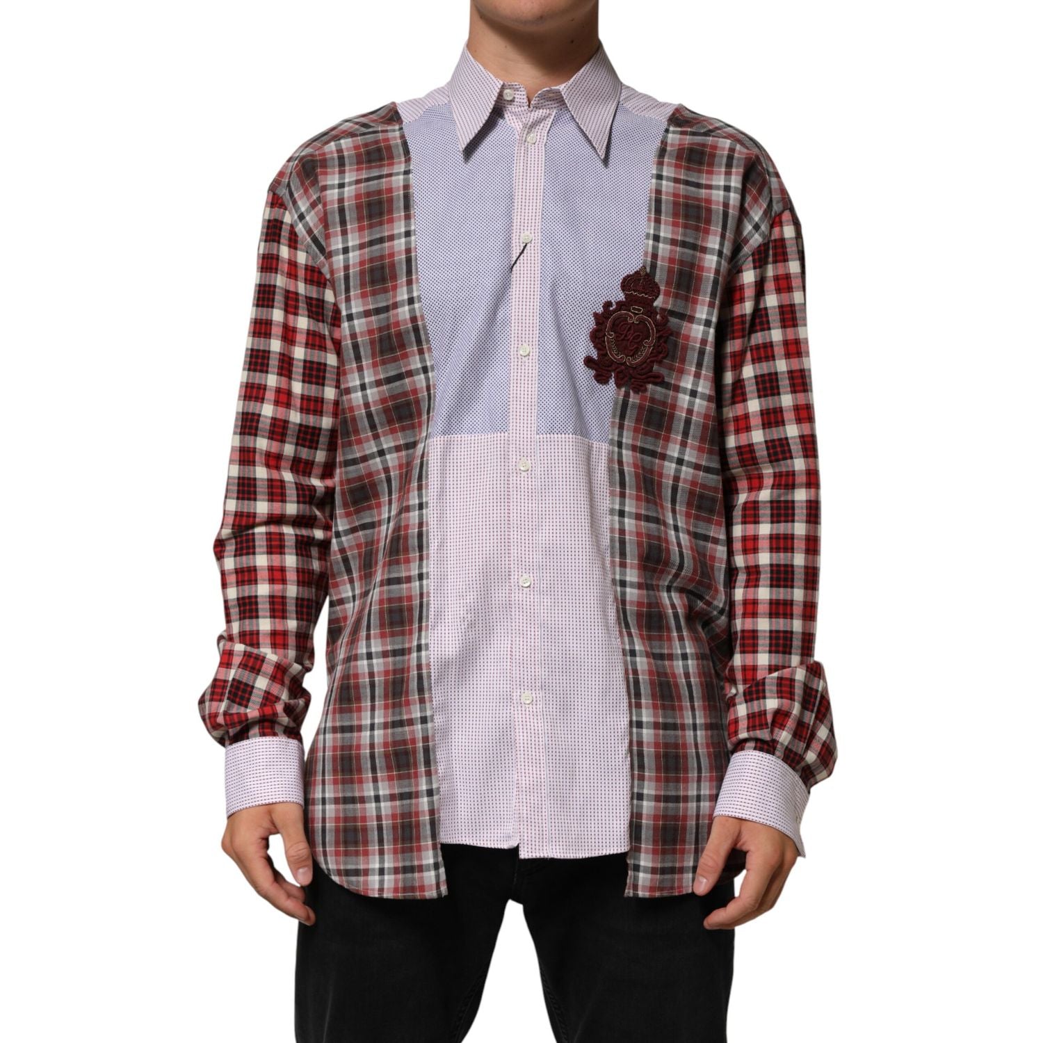 Dolce & Gabbana Multicolor Cotton Collared Checkered Shirt