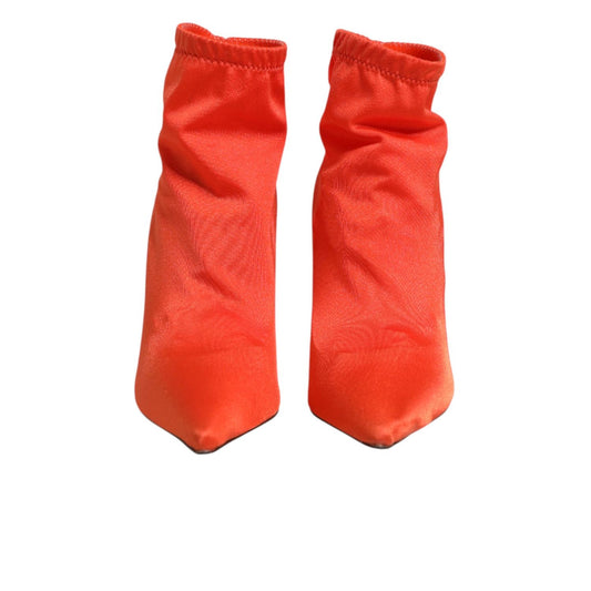 Dolce & Gabbana Orange DG Logo Heels Ankle Boots Shoes