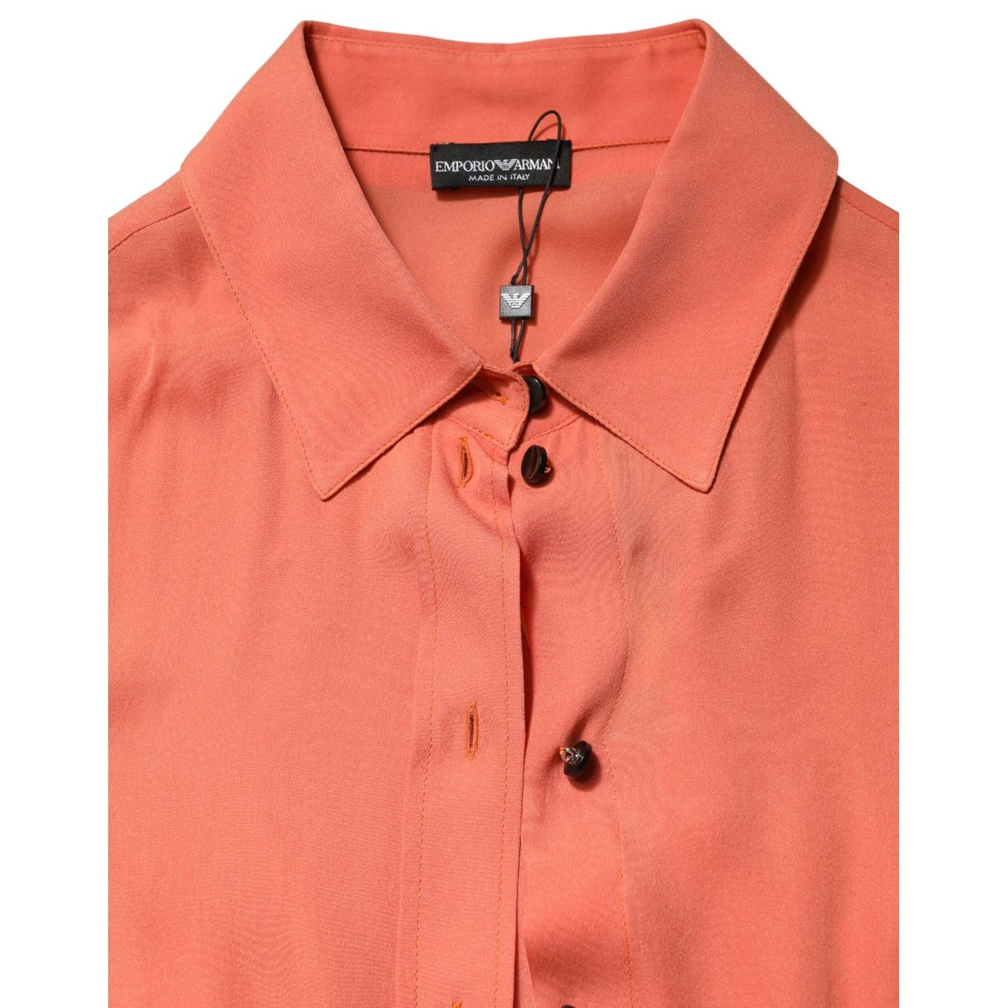 Emporio Armani Orange Collared Button Down Long Sleeves Top