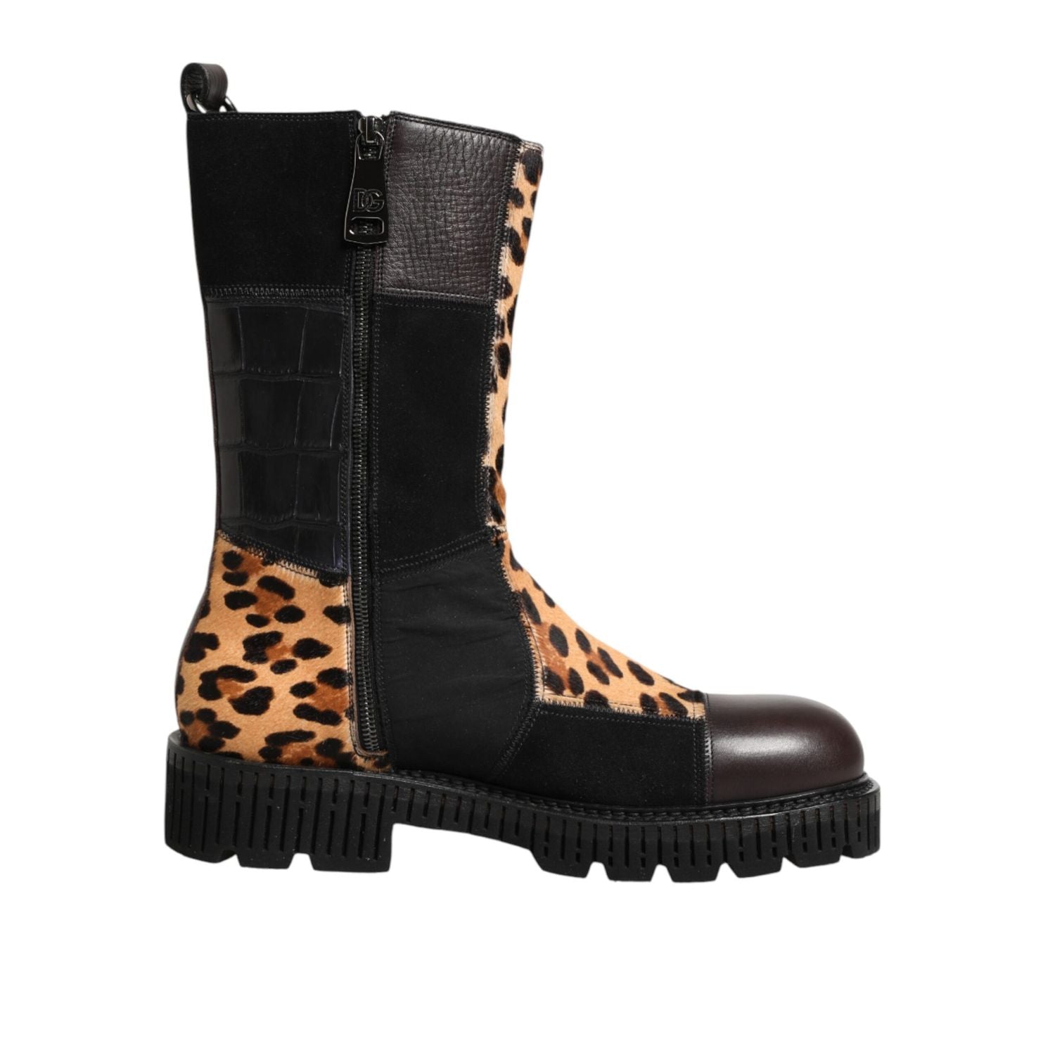 Dolce & Gabbana Multicolor Leopard Mid Calf Boots Shoes