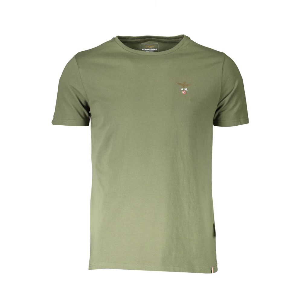 Aeronautica Militare Green Cotton Underwear outdoor T-shirt, short sleeves, crew neck, with logo.