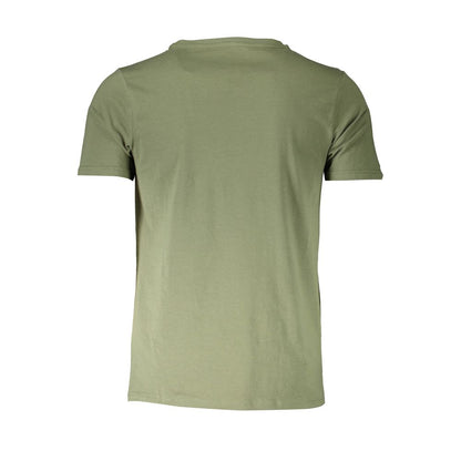 Rear view of Aeronautica Militare Green Cotton Underwear outdoor T-shirt with short sleeves and crew neck.