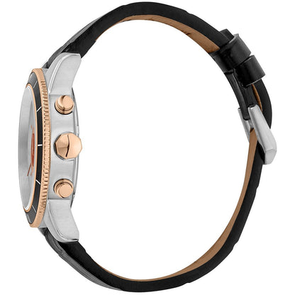 Just Cavalli Black Leather Dress Watch