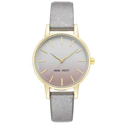 Nine West Gray Leather Dress Watch