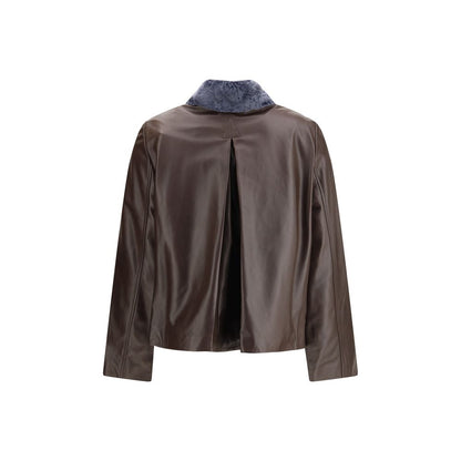 Marni Brown Leather Leather Jacket