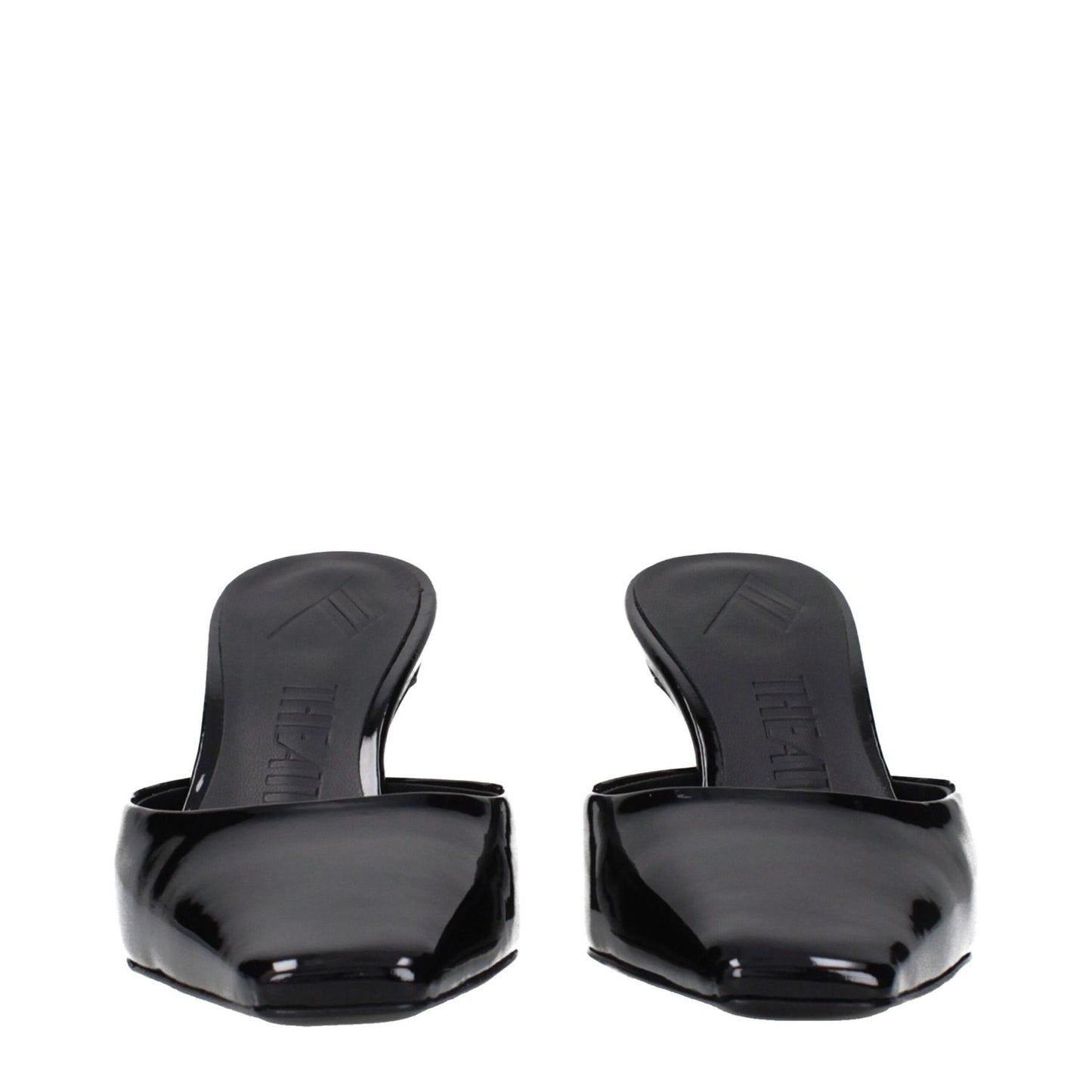 The Attico Black Leather Flat Sandals