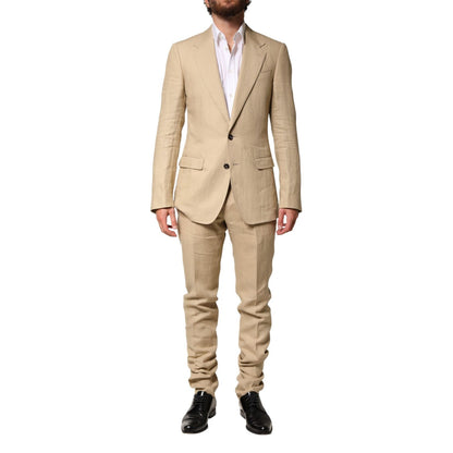 Dolce & Gabbana Beige Linen Single Breasted 2 Piece Suit