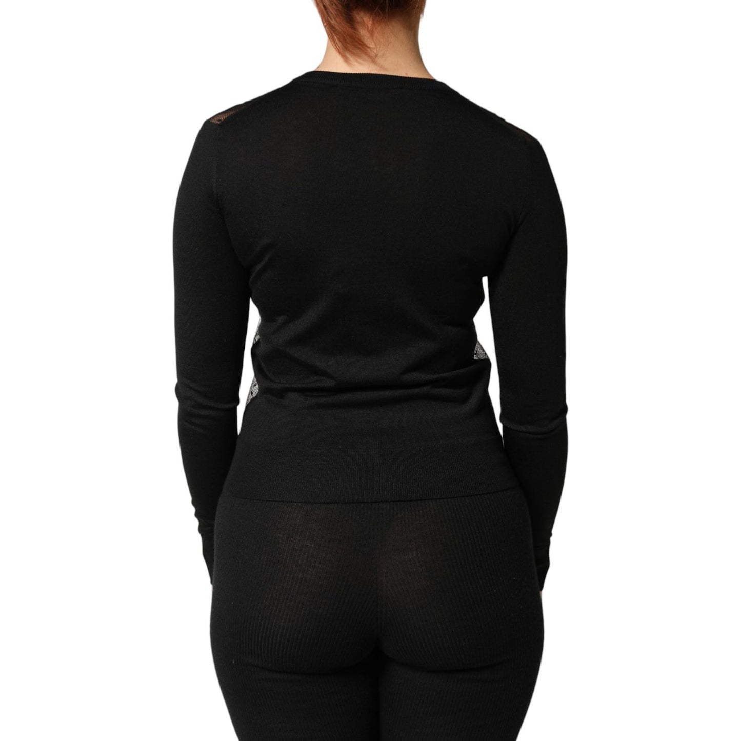 Dolce & Gabbana Black Sheer Button Down Cardigan Sweater