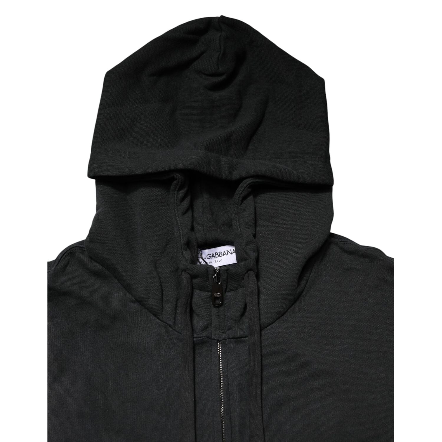 Dolce & Gabbana Black Full Zip Hooded Men Sweatshirt Sweater