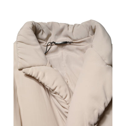 Dolce & Gabbana Beige Padded Collared Long Trench Coat Jacket