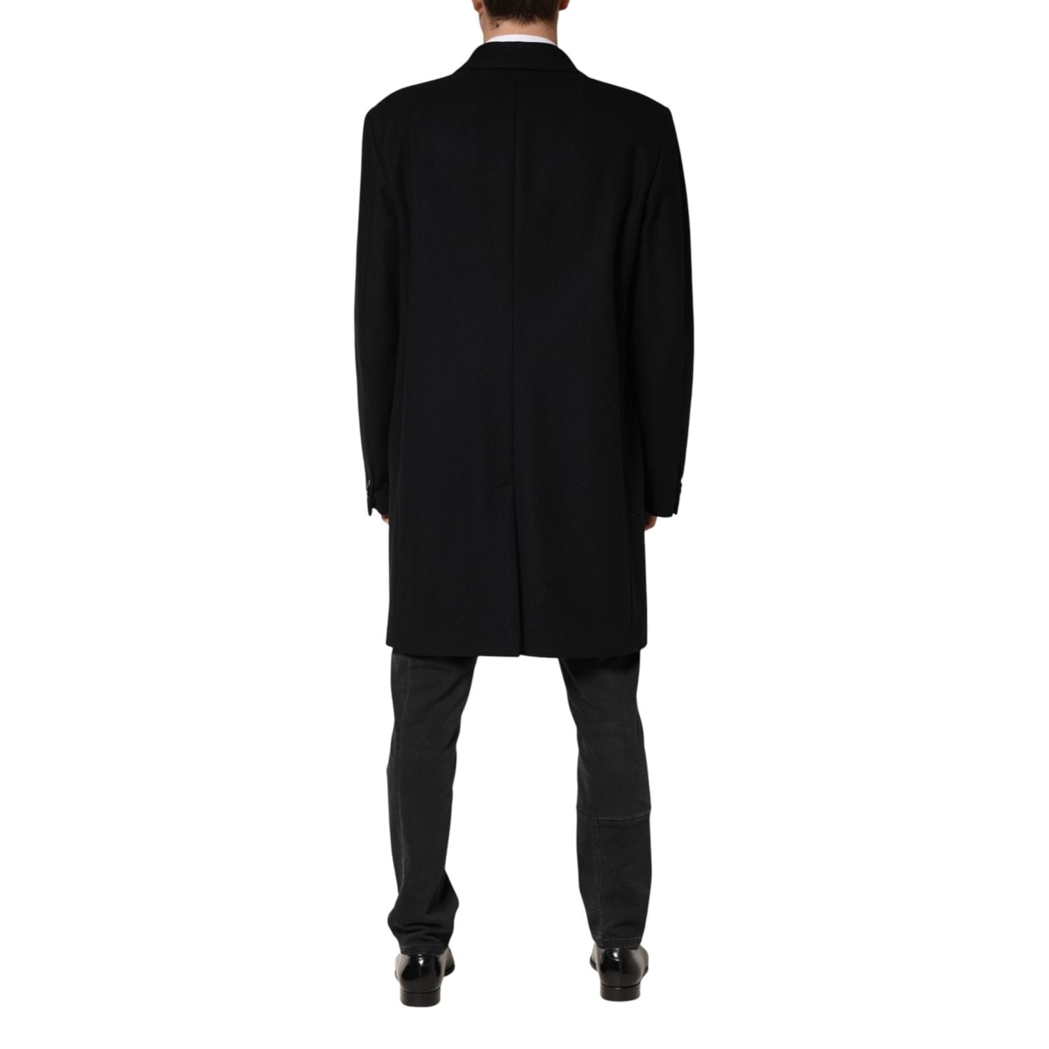 Dolce & Gabbana Black Wool Single Breasted Long Coat Jacket
