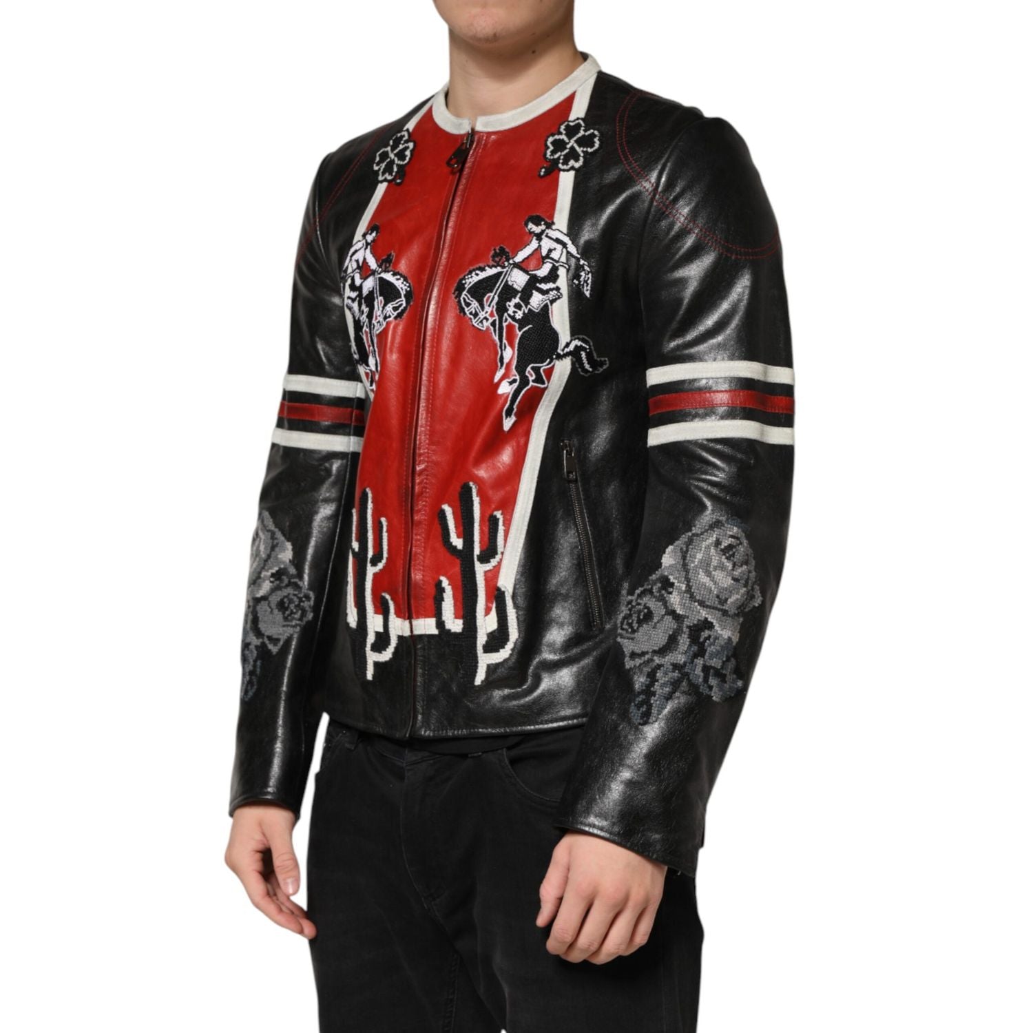 Dolce & Gabbana Multicolor Guns n' Roses Full Zip Men Biker Jacket