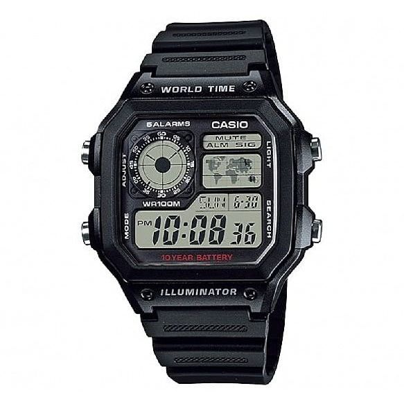 CASIO SPORT Mod. DIVER - WORLD TIME ILLUMINATOR 5 ALARMS - FUTURE CLASSIC COLLECTION - BLACK AE-1200WH-1AVEF