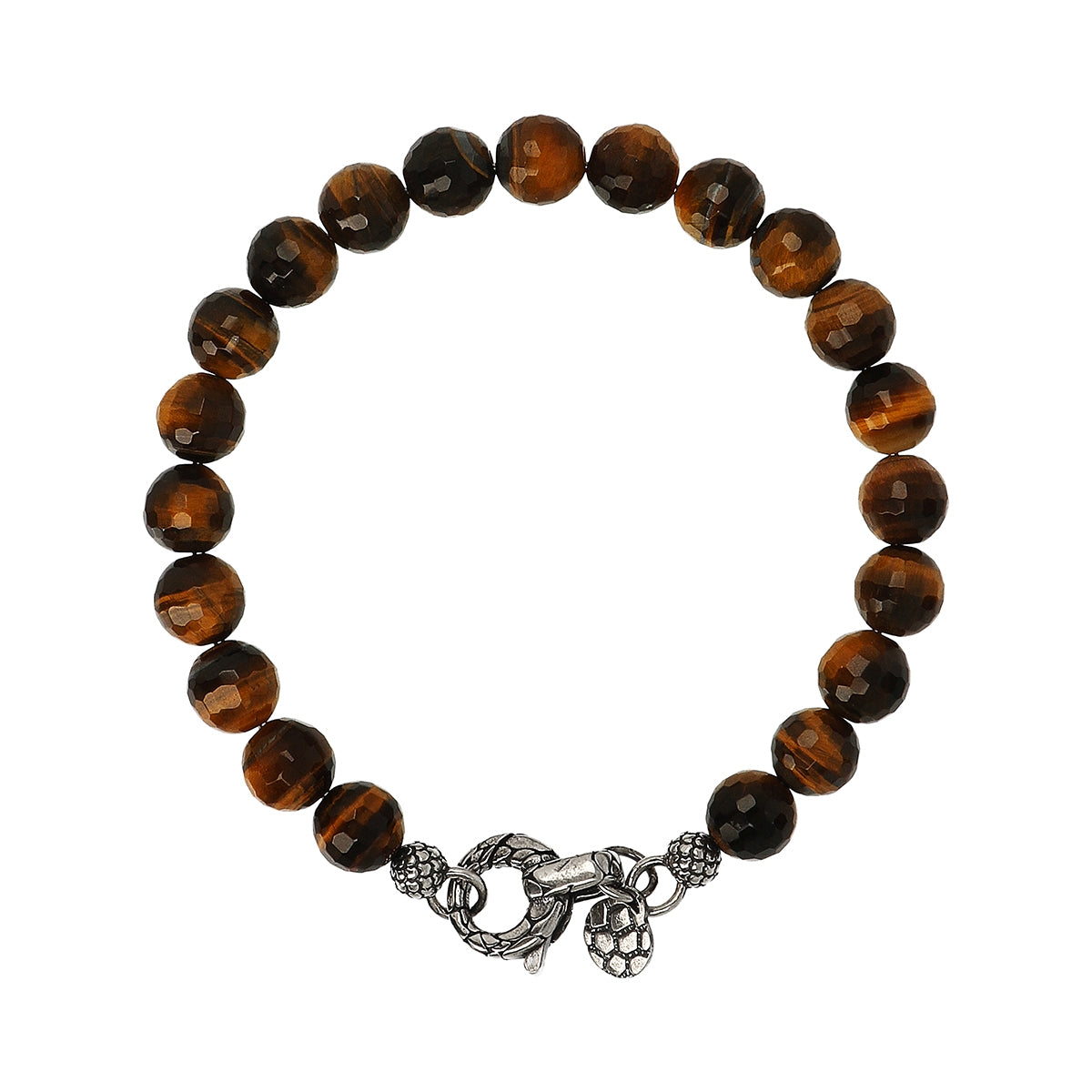 ALBERT M. JEWELS JEWELRY Mod. WSOX00071.TG-20.5 bracelet with brown beads and intricate silver clasp