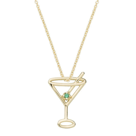 Gold necklace with martini glass pendant, ALIITA COLLANE MOD. NRPU3X002IYG09K, featuring intricate design and gemstone detail.