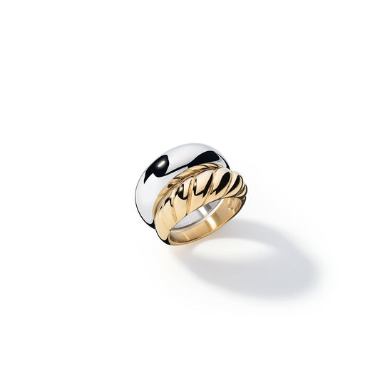 AN JEWELS JEWELRY Mod. AL.R1MW23G-7 gold and silver rings on white background