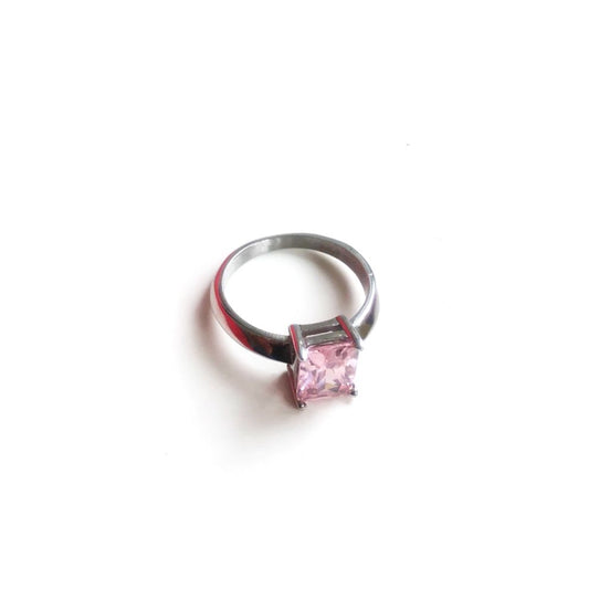 Silver ring with pink gemstone, AN JEWELS JEWELRY Mod. AL.RLOY2YS-9