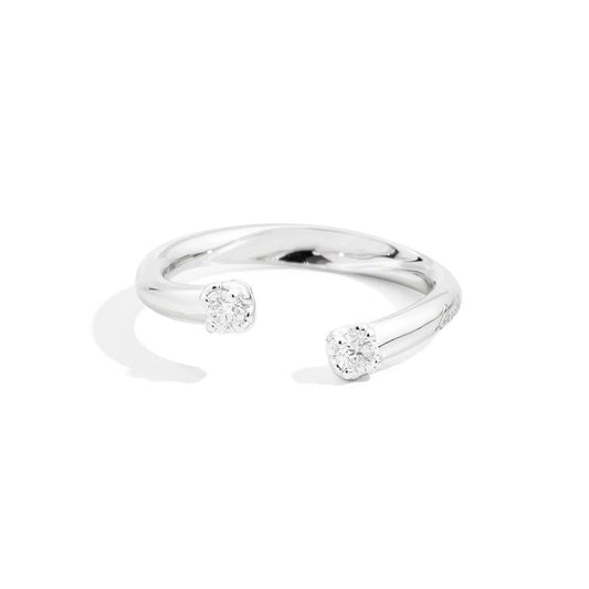ANELLI RECARLO MOD. R01FN009_066-14 elegant silver ring with two diamond accents on ends.