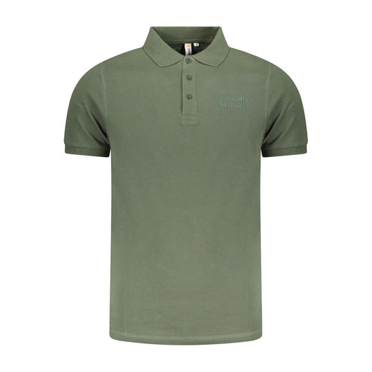 Accademia Militare Green Cotton Polo Shirt with short sleeves, 3 buttons, and logo print