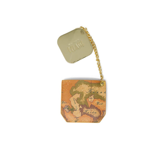 Luxury Alviero Martini Prima Classe Beige Copper Accessory keychain with gold-tone chain, stylish for women.