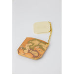 Alviero Martini Prima Classe Beige Copper Accessory women's keychain with map design and gold-tone chain.