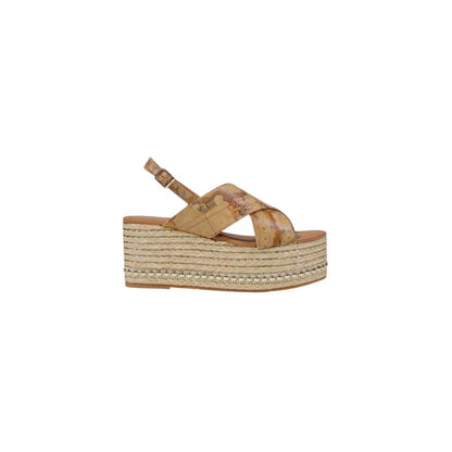 Alviero Martini Prima Classe Beige Polyethylene Platform Sandals with rope sole and adjustable strap for summer elegance.