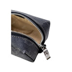 Alviero Martini Prima Classe Black Cotton Clutch Bag, showcasing durable zipper and interior, perfect for elegance and daily use.